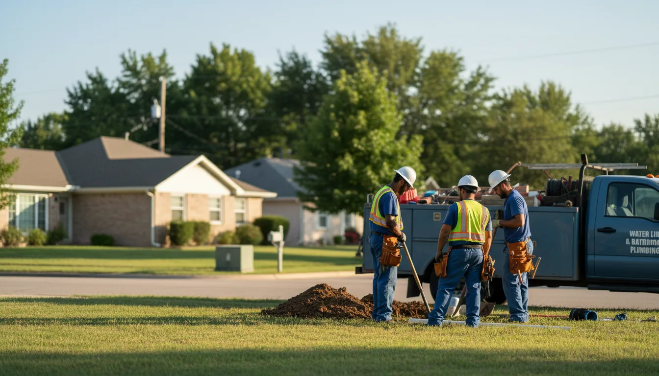 Residential water line and bathroom plumbing service in Brighton, IA